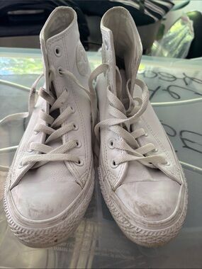 Converse White Leather High-Top Sneakers
